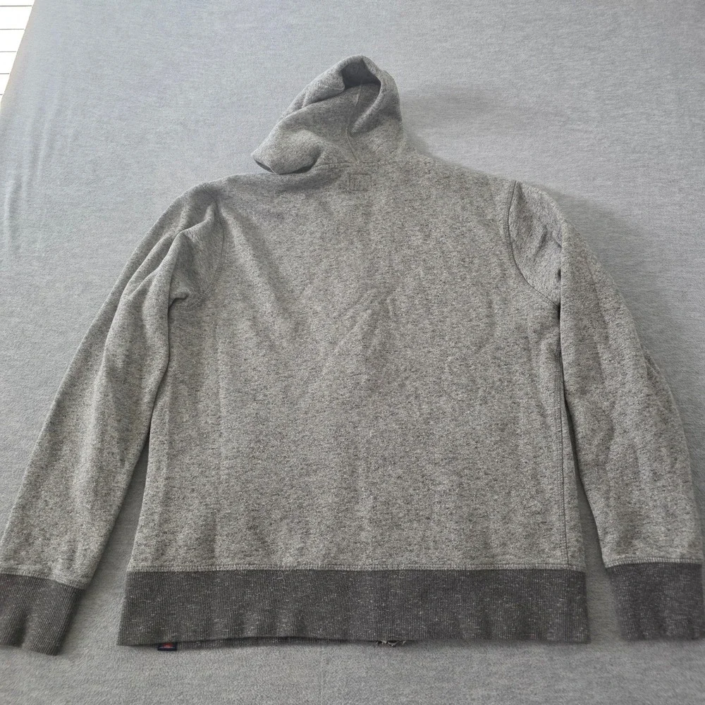 Faherty Mens Heather Grey Full Zip Colorblock Fleece Hoodie Sweatshirt Medium